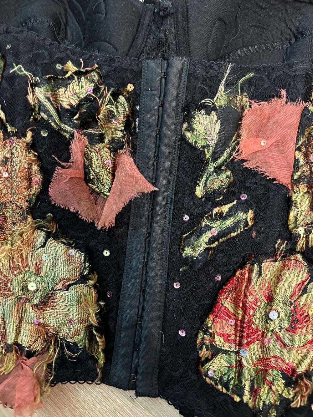 Vintage Alberto Makali Floral Lace and Embroidery Corset Bustier Top Silk Blend - Picture 8 of 10